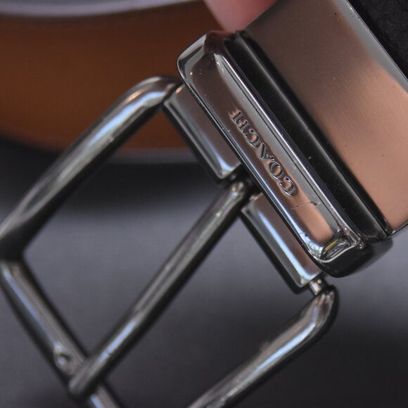 Lot of 2 COACH Reversible Belts Men's Black Brown Navy Tan 33.5"-37" - Picture 7 of 14